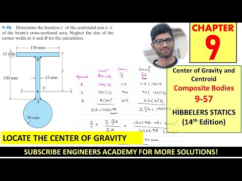 9-58 Centroid of Composite bodies or Shapes | Chapter 9 ( Hibbeler Statics 14th) Engineers Academy