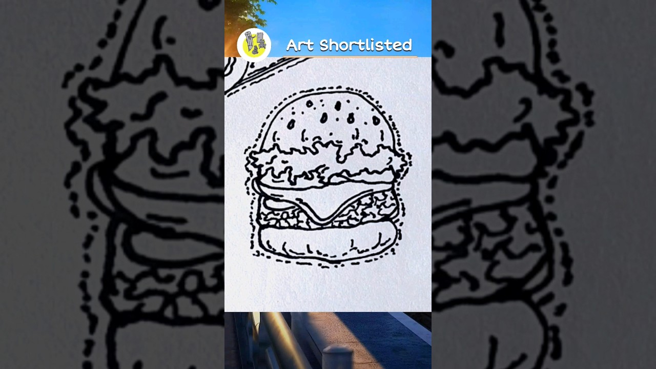 A cheese burger 🍔 cooking recipes with art 🎨 #artshortlisted #drawing #burger #shorts #sketch