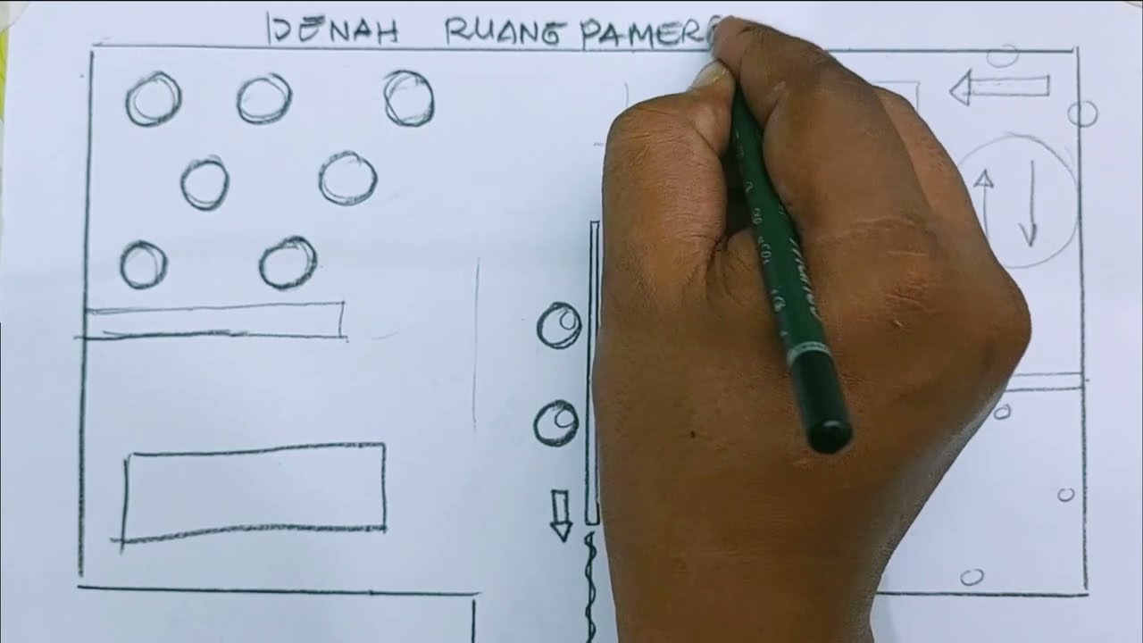 Denah Ruang Pameran Di Sekolah Dengan Satu Pintu Di Tengah