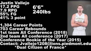 Justin Vallejo Highlights 2017-18 (Piedmont College)