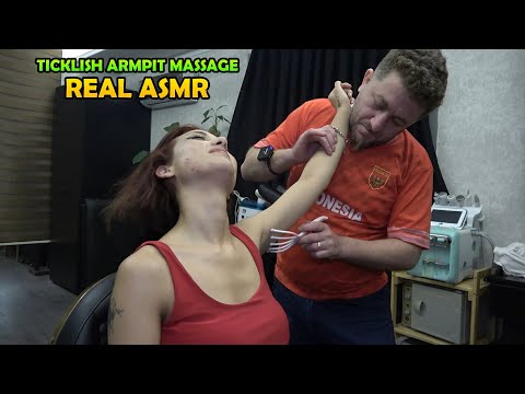 DEEP TICKLE LADY ARMPIT & BELLY BUTTON MASSAGE + CRACKS + ASMR Head,Face,Hip,Foot,Chest,Back massage