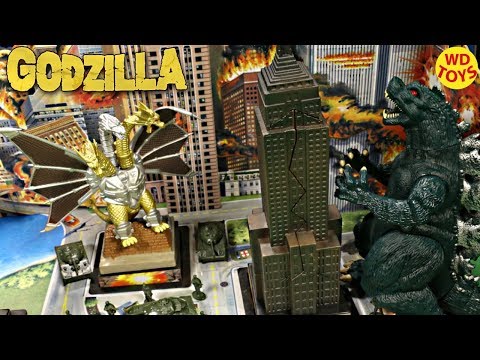 New Godzilla Attacks NY Giant Playset Godzilla VS Ghidorah Battle Trendmasters Unboxing