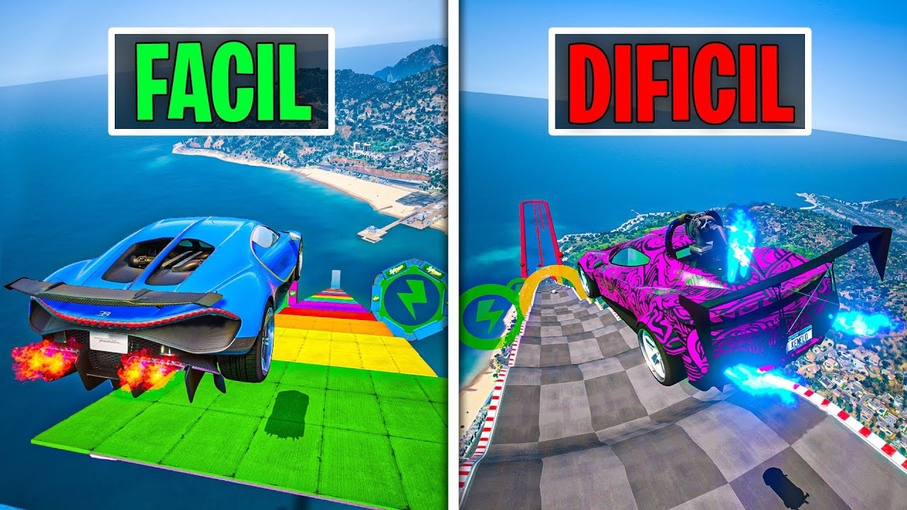 MEGA RAMPA CON COCHES ALEATORIOS PERO CADA MINUTO ES MAS DIFICIL - GTA 5 ONLINE