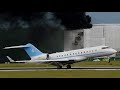 4K ONGOING FIRE EXPLOSIONS Botswana Bombardier Global Express XRS OK1 Landing At Geneva GVA LSGG