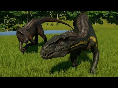 Jurassic World Evolution - 2 Indoraptor vs 2 Spinoraptor (1080p 60FPS)