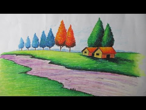 How to Draw a Village landscape with Oil Pastel | Episode 15