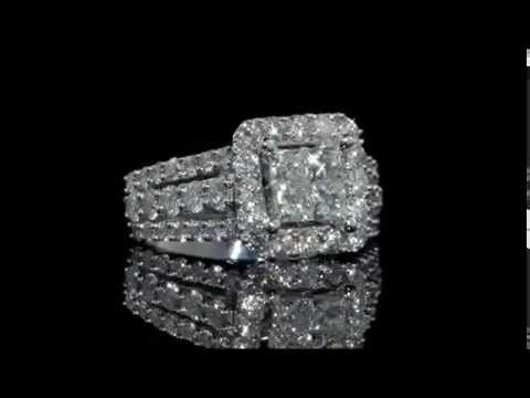 Princess Cut Diamond Engagement Ring 3.0 Carat in 14K White Gold