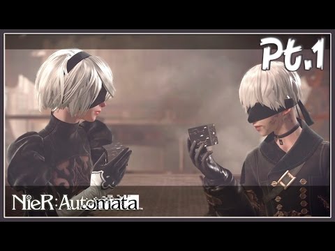 NieR Automata Walkthrough Part 1 - Opening, Boss Goliath, Black Box