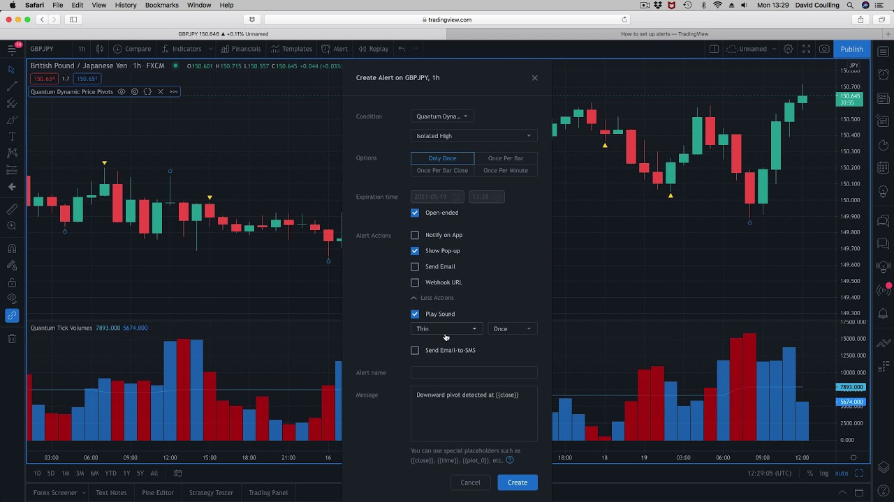 New - alerts for the dynamic pivots indicator on Tradingview