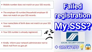 Failed registration My.SSS|+answers