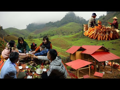 full video 200 days | build new life, care, harvest on the farm, family meal and new home