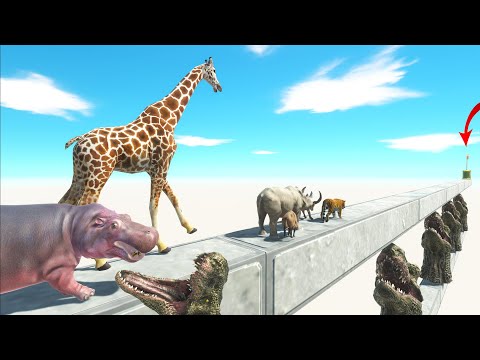 DANGEROUS ROAD ANIMAL SPEED RACE WITH DINOSAURS HEAD - Animal Revolt Battle Simulator
