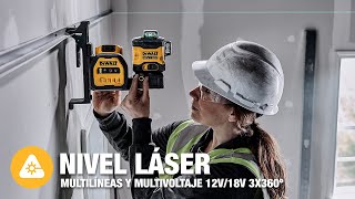 Nivel Láser Multilíneas y Multivoltaje 12V/18V 3X360º | DEWALT Trailer