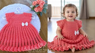 VESTIDO DE CROCHÊ INFANTIL PASSO A PASSO DO RN ATÉ 2 ANOS