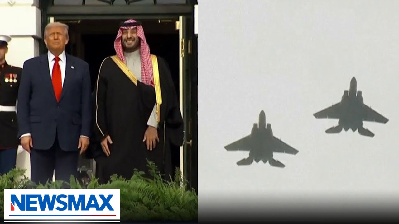 WATCH: Trump greets Saudi Crown Prince at White House with military pageantry, flyover