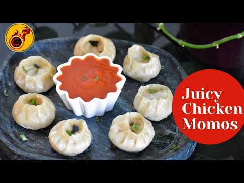 Juicy Chicken Momos &  Momos Red Chutney |  Steamed Chicken Dumplings | Veenascurryworld |Ep: 1021