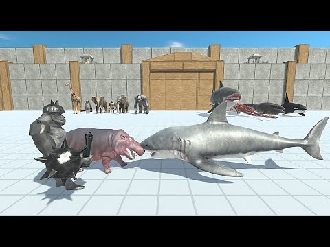 2 VS 1 MUTANT PRIMATES WITH MODERN MAMMALS VS AQUATICS - Animal Revolt Battle Simulator
