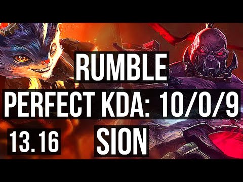 RUMBLE vs SION (TOP) | 10/0/9, 3.3M mastery, Legendary, 600+ games | EUW Master | 13.16