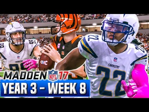 Madden 17 Chargers Franchise Mode Year 3 - Week 8 @ Bengals | Ep.55