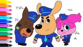 SHERIFF LABRADOR Coloring Pages / How to Color SHERIFF LABRADOR, OFFICER DOBERMANN, SHERIFF PAPILLON
