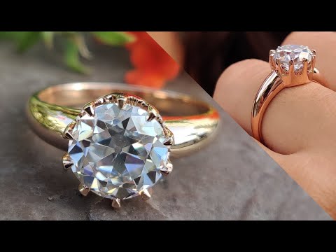 2.4 CT Light Grey Round Old European Cut Moissanite Solitaire Engagement Ring | Anniversary Gifts