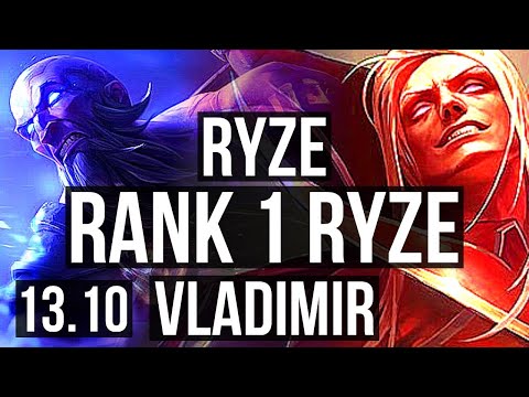 RYZE vs VLADIMIR (MID) | Rank 1 Ryze, 12/2/8, Legendary, Rank 29 | TR Challenger | 13.10