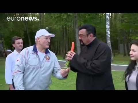 Steven Seagal given carrots & watermelon in Belarus