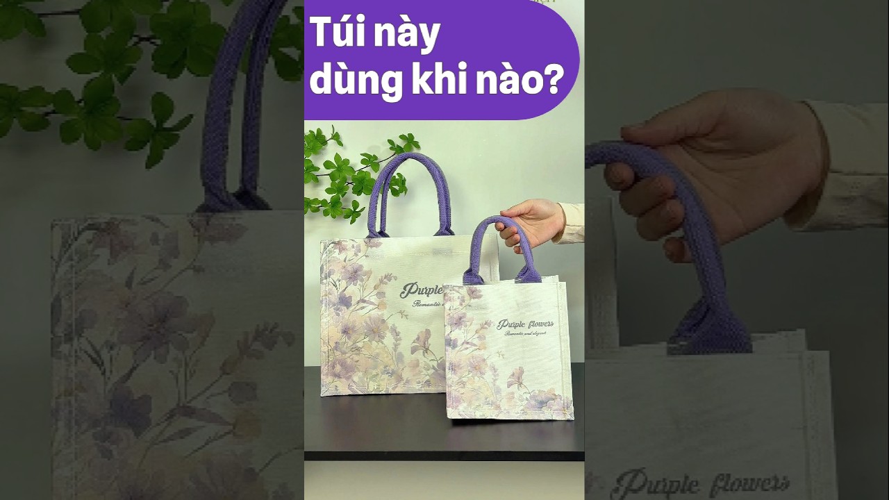 Túi vải canvas hoa tím chống nước thời trang nhẹ nhàng nữ tính – M3074 (hoa tím)