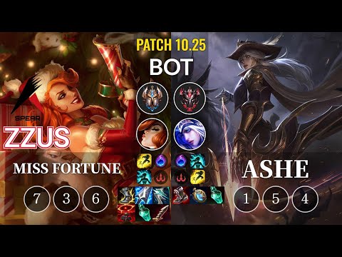 ASP Zzus Miss Fortune vs Ashe Bot - KR Patch 10.25