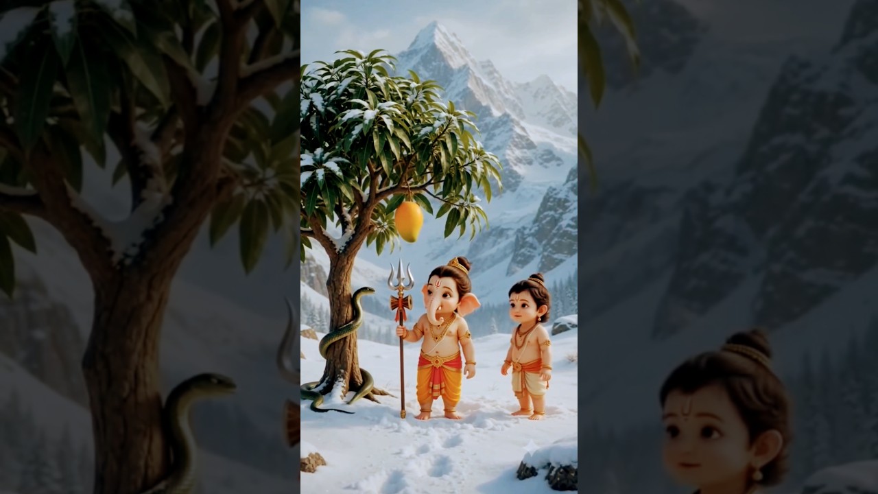 पापा का त्रिशूल लेकर आम तोड़ने गए गणेश जी! 😱😂 #shorts #mahadev