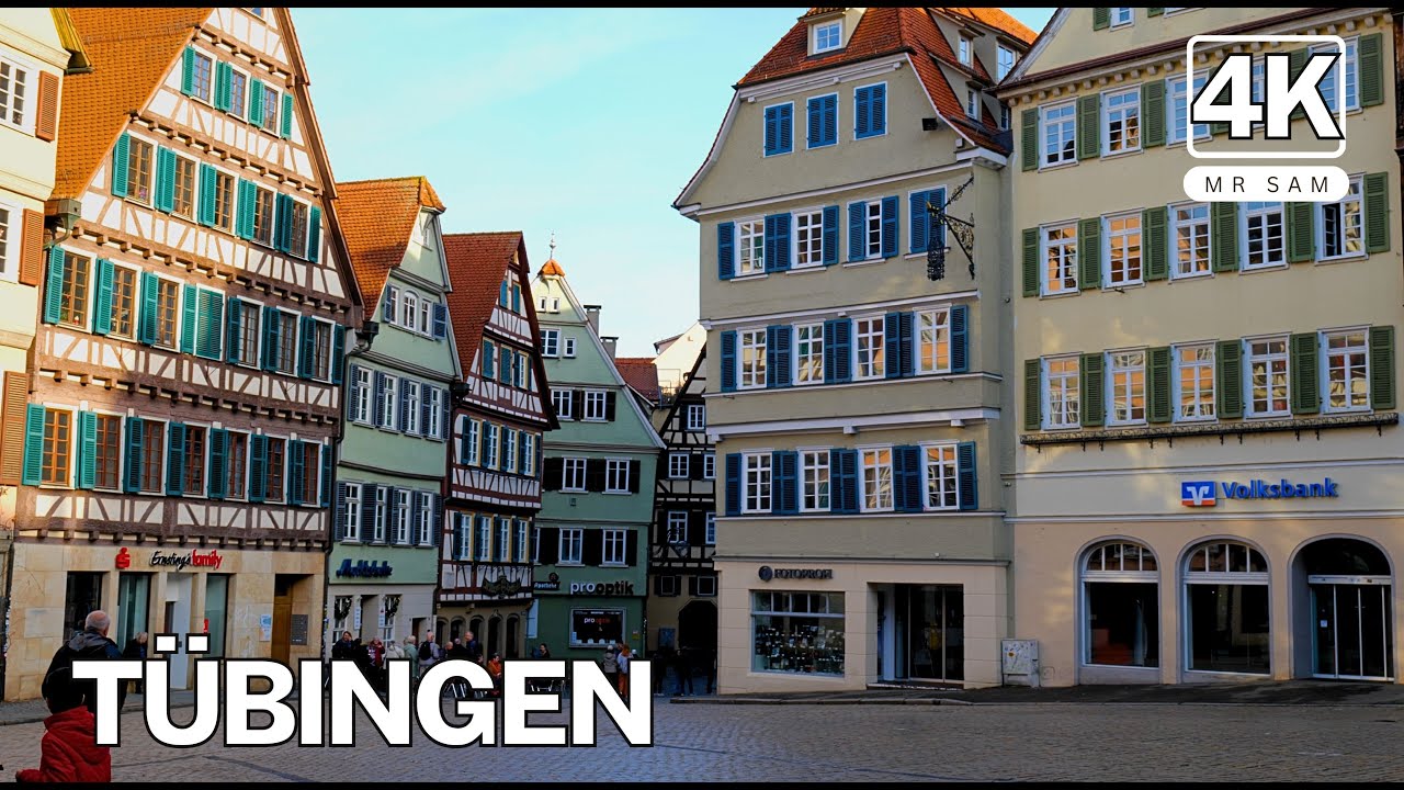 Immersive street-level walking tour through Tubingen Market Square, France, showcasing authentic urban landscapes, local architecture, and the vibrant atmosphere of the city's neighborhoods