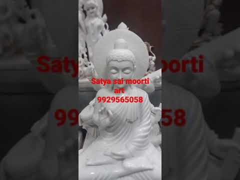 White Marble Painted Buddha  Statues