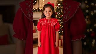 Vídeo de Vestido Infantil Vermelho Bata Gola Bordada