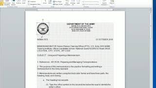 How To Write An Army Memo IAW AR 25-50 [outdated - see newer video]
