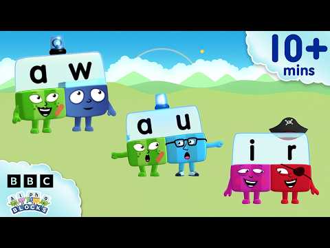 長母音 AU AW IR | 第30課 - フォニックスが簡単になる | アルファブロックス (Long Vowels AU AW IR | Lesson Thirty - Phonics Made Easy | Alphablocks)