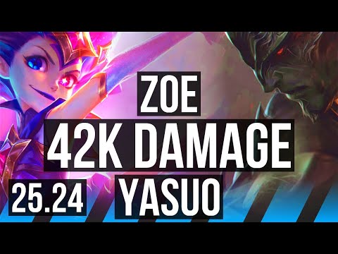 ZOE vs YASUO (MID) | Good KDA: 11/1/16, 42K damage | NA Master | 25.24