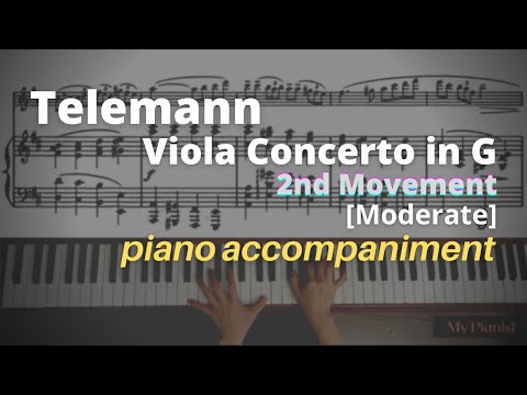 Telemann - Viola Concerto in G, 2nd Mov: Piano Accompaniment [Moderate]