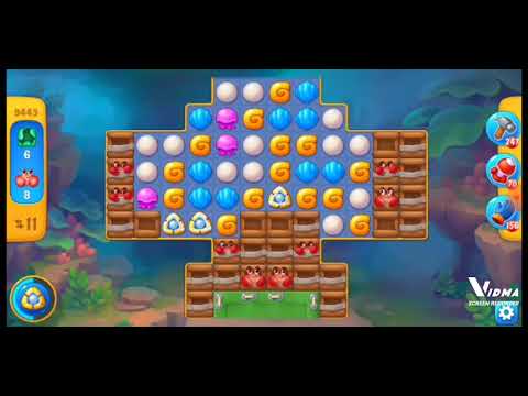 Fishdom. 9443 level no boosters and diamonds. 23 moves (❌ no lightning)