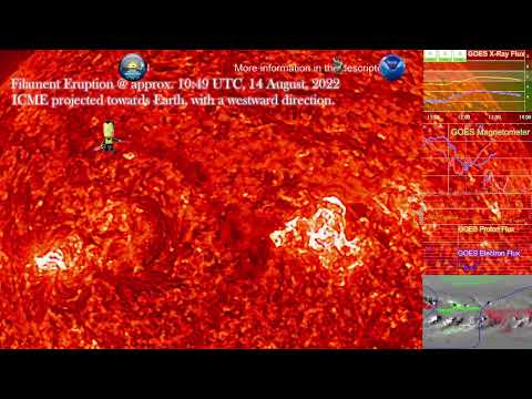 CME projected toward Earth from a Filament Eruption @ approx. 10:49 UTC, 14 August, 2022