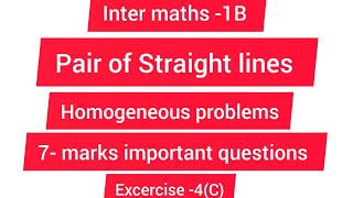 #pair of Straight lines // 7- marks important questions//