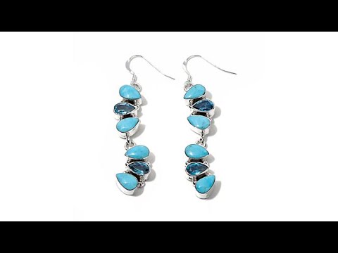 Chaco Canyon Kingman Turquoise and Blue Topaz Earrings