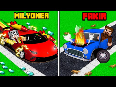 FAKİR ARABA VS MİLYONER JET ARABA YARIŞI - Minecraft