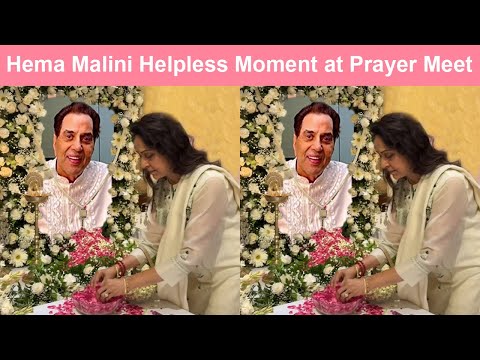 Hema Malini Helpless Moment as She Puts Flowers for Dharmendra Prayer Meet