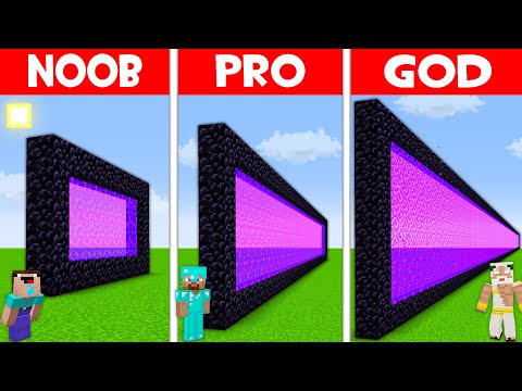 WHO BUILD LONGEST NETHER PORTAL NOOB vs PRO vs GOD in Minecraft? CURSED NETHER PORTAL!