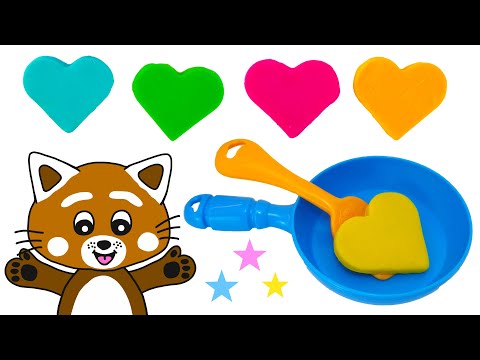 Pukkins lagar pannkakor i Play Doh lera - Lär dig färger med Pukkins - Lek med oss