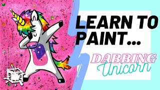 DABBING UNICORN RAINBOW PAINTING // draw and paint step by step for kids