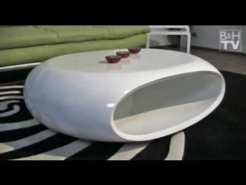 OFU Retro Designcouchtisch in hochglanz weiß