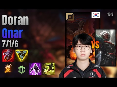 Doran Top Gnar vs Ambessa lol KR solo rank Full Game 16.3 | 도란 나르 vs 암베사
