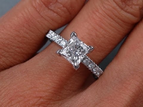 1.32 ctw Princess Cut F SI2 Diamond Engagement Ring - BigDiamondsUSA