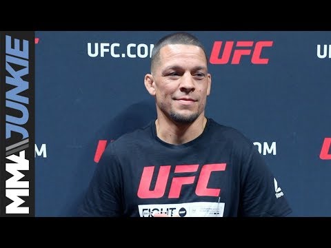 Nate Diaz talks to media after UFC 241 open workout